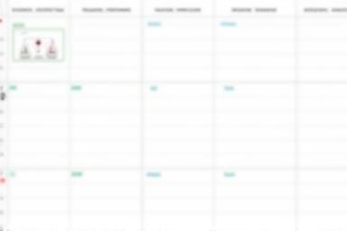 Screenshot of a clean calendar interface with various video content ideas and publishing dates noted.