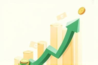 Graphic illustrating money flowing towards a growing chart, representing content monetization.